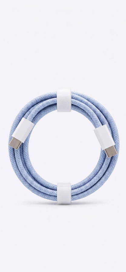 Cable USB-C a USB-C Trenzado de Alta Resistencia (Carga Rápida)